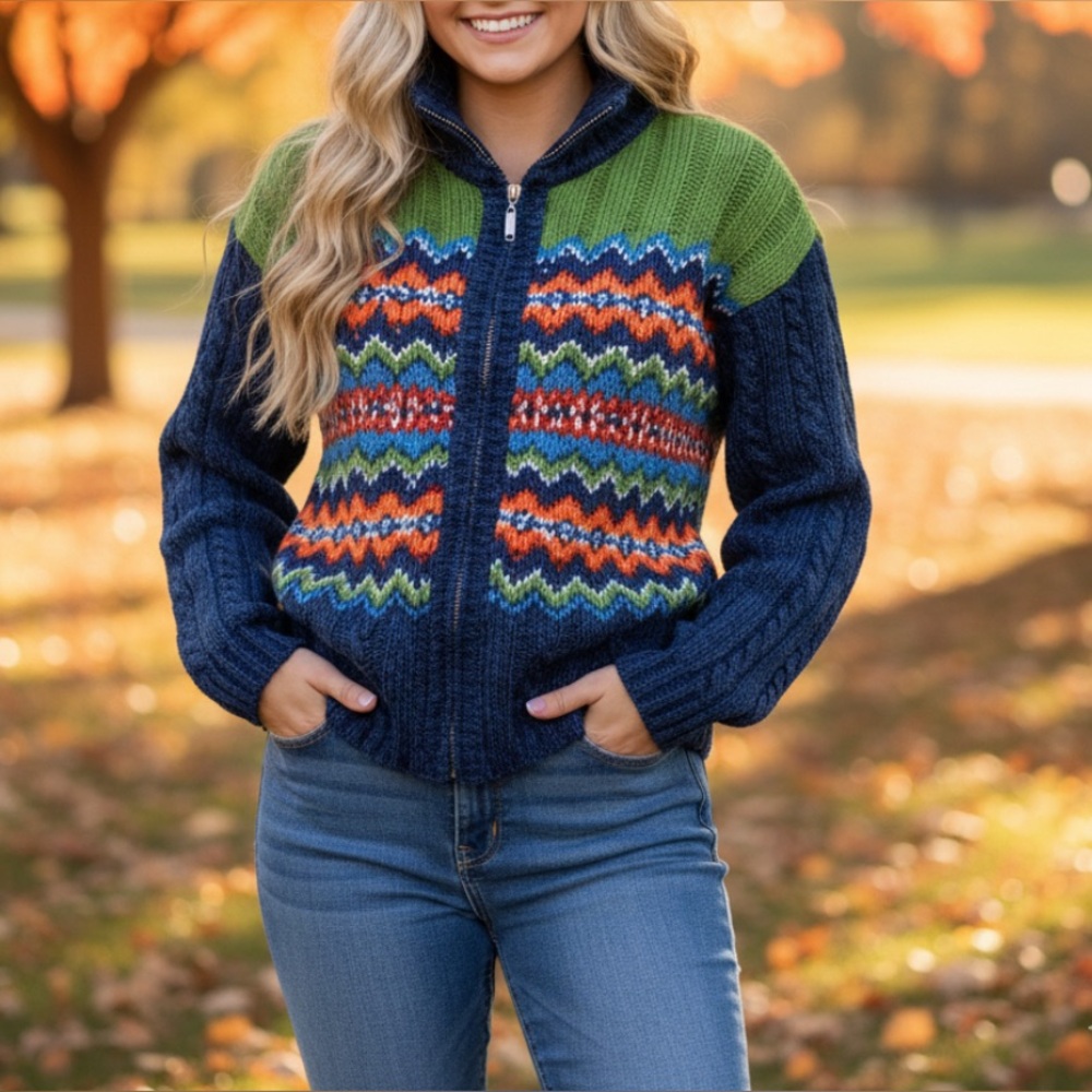 Liz Claiborne Lizwear Women’s M Full Zip Sweater Colorful